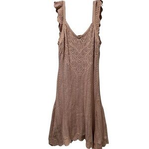 Freshman 1996 XL Salmon Sleeveless Crochet Knit Fit and Flare Dress NWT Y8